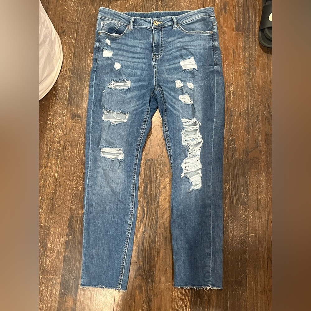 Dark wash ripped jeans